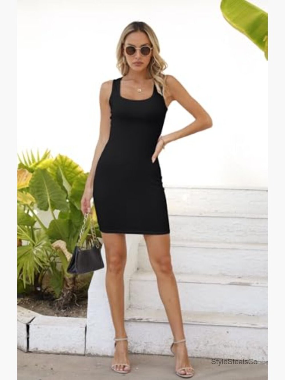 Ribbed Knit Mini Tank Dress Bodycon Fitted Summer Casual Clubwear - Picture 4 of 7